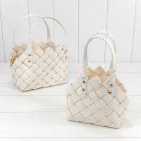Корзины плетёные Набор 1/2 26*17*10/18 (±5%) из секвойи с ручками Белый 1/24 Арт: 420196/1120