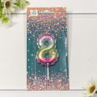Свеча для торта Цифра 8 "Градиент со звёздочками" 6см 1/12 1/120 Арт: 20010-90/8