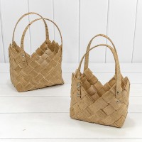Корзины плетёные Набор 1/2 25*17*18/28 (±5%) из секвойи с ручками Натуральный 1/24 Арт: 420296/1125