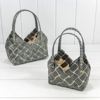 Корзины плетёные Набор 1/2 26*18*10/18 (±5%) из секвойи с ручками Серый 1/24 Арт: 420197/1126