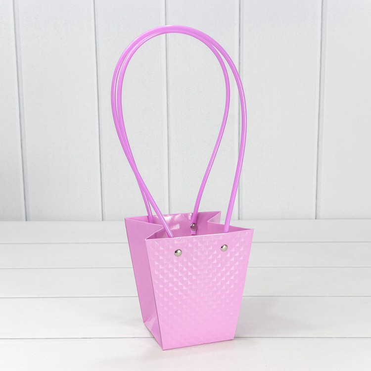 Пакет подарочный "Ваза для цветов" 12,5*12*8 260г "Ромбики" Сиреневый 1/10 1/200 Арт: 000235H/23