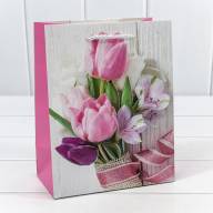 Пакет подарочный с блёстками "Тюльпаны" (микс 312) 18*23*10 210г 1/20 1/360 Арт: 000312E - Пакет подарочный с блёстками "Тюльпаны" (микс 312) 18*23*10 210г 1/20 1/360 Арт: 000312E