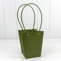 Пакет подарочный "Ваза для цветов" 20*17*12 Оливково-зелёный 1/10 1/120 Арт: 000170E/371