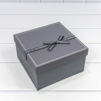 Коробки Квадратные Набор 1/3 21*21*12,3 с бантом Серый 1/18 Арт: 7209216/1