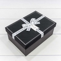 Коробки Прямоугольные Набор 1/3 22,5*16*9,5 с белым бантом Чёрный 1/20 Арт: 721913/1