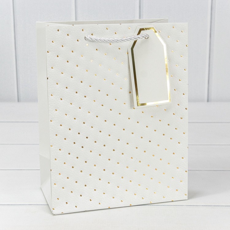 Пакет подарочный с тиснением (550) 18*23*10 210г Белый 1/20 1/360 Арт: 000550E/1