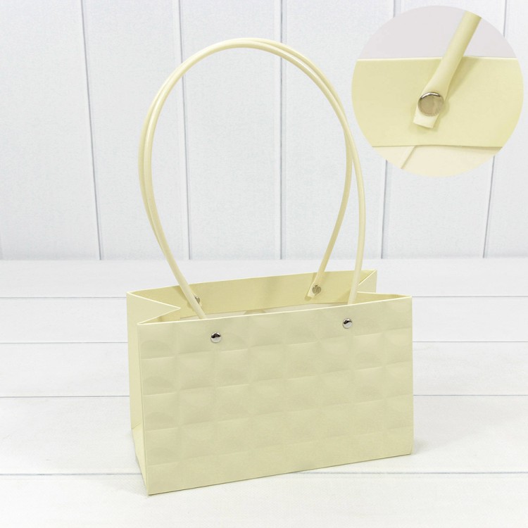 Пакет подарочный "Ваза для цветов" 22*13,5*10,5 "Квадраты" Песочный 1/10 1/120 Арт: 000168EA/29