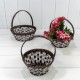 Корзины плетёные Круглые Набор 1/3 25*10/27 (±5%) из пластика с ручкой Коричневый/Серый 1/20 Арт: 420178/2193