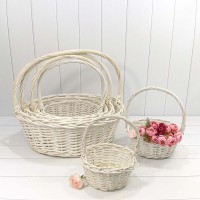 Корзины плетёные Круглые Набор 1/6 49*19/52 (±5%) с ручкой Белый 1/4 Арт: 420500/1