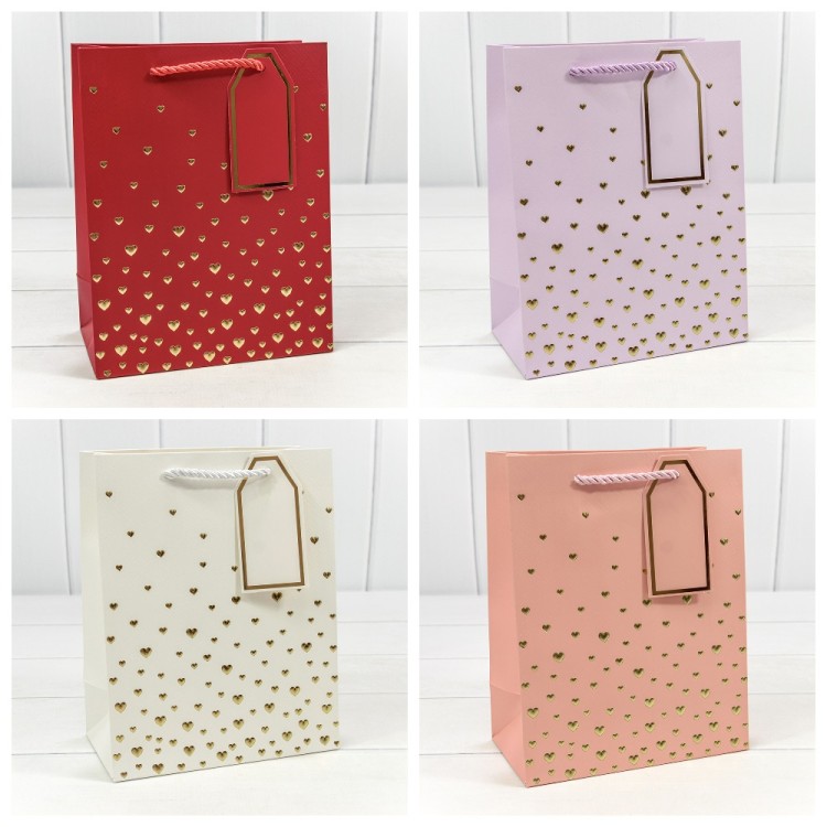 Пакет подарочный с тиснением "Сердечки" (микс 1) 18*23*10 210г 1/20 1/360 Арт: 000880E