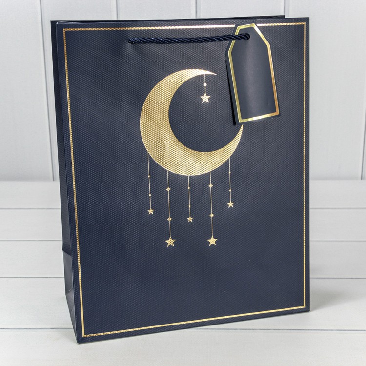 Пакет подарочный с тиснением "Полумесяц" (296) 26*32*12 210г Синий 1/20 1/240 Арт: 000296C/16