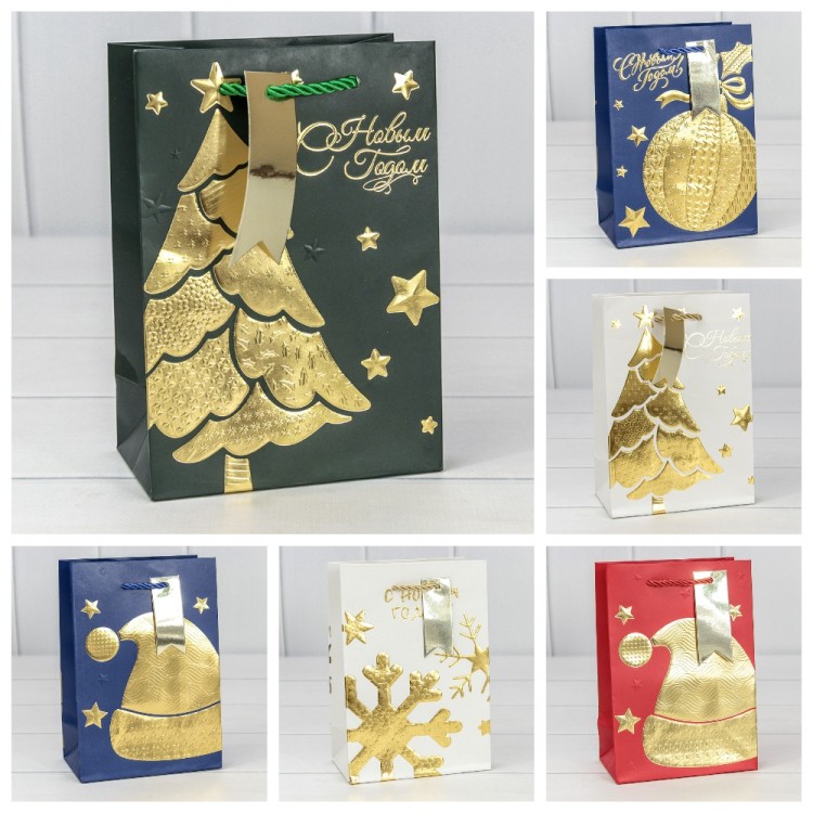 Пакет подарочный "Новый год" (микс 403) 14*20*8 210г 1/20 1/480 Арт: 300403G