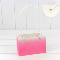 Пакет подарочный "Ваза для цветов" 19*12*10,5 260г "Градиент" Тёмно-розовый 1/10 1/150 Арт: 000184GA/9