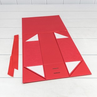 Коробка Прямоугольная 28,2*20*9,2 складная на магнитах "Люкс" Красный 1/48 Арт: 730226/0123