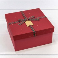 Коробки Квадратные Набор 1/3 19*19*9,5 с бантом "Wishes" Красный 1/12 Арт: 720623/2