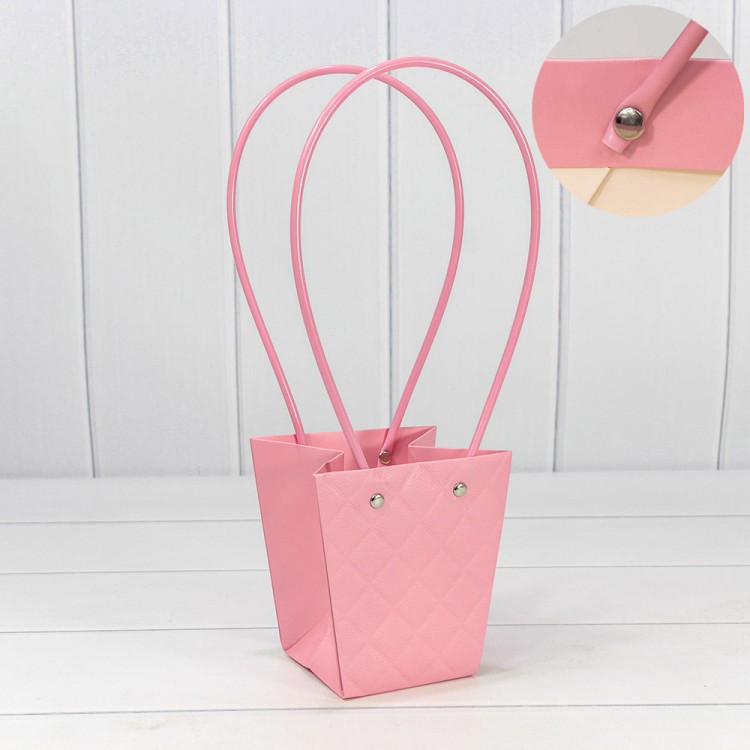 Пакет подарочный "Ваза для цветов" 12,5*12*8 "Ромбы" Тёмно-розовый 1/10 1/200 Арт: 000174H/26