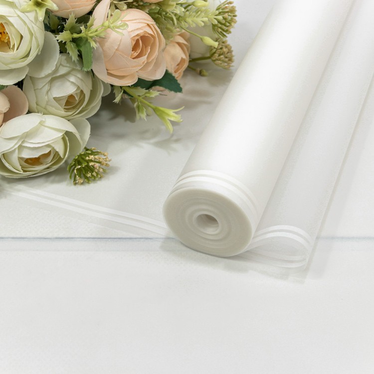 Плёнка 59см 800г матовая с двойной белой полосой 55мкм Белый 1/6 1/12 Арт: 80024/2