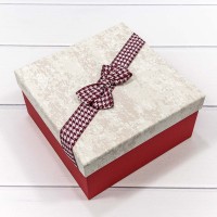 Коробки Квадратные Набор 1/3 19*19*9,5 с бантом Красный 1/36 Арт: 7201560/2